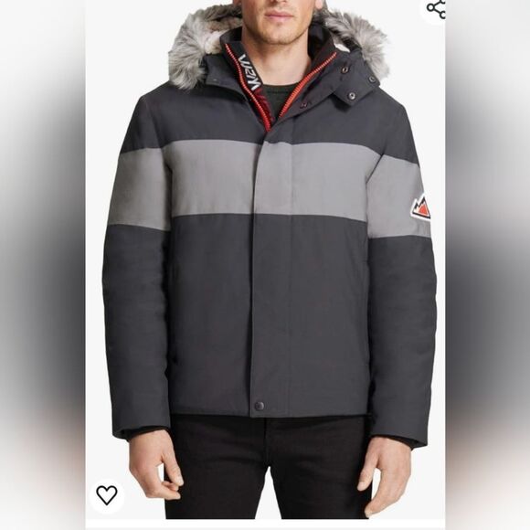 NWT VRY WRM Mens Polar Oxford Snorkel hooded black gray Sherpa Coat jacket XXL - Picture 1 of 14